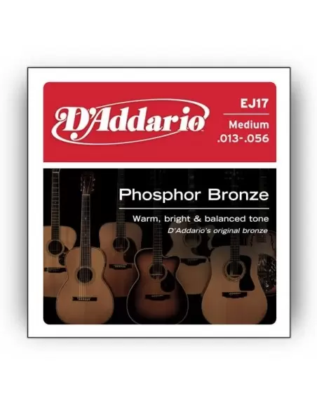Струны для гитар D`ADDARIO EJ17 PHOSPHOR BRONZE MEDIUM 13-56