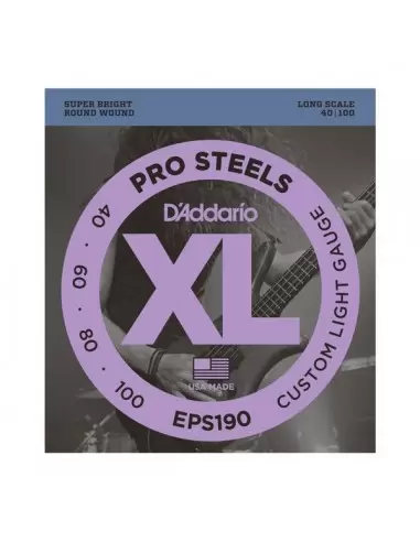 Струни для гітар D'ADDARIO EPS190 XL PRO STEELS CUSTOM LIGHT 40-100