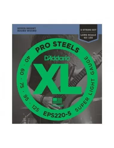 Струны для гитар D`ADDARIO EPS220-5 XL PRO STEELS SUPER LIGHT 5 STRING 40-125