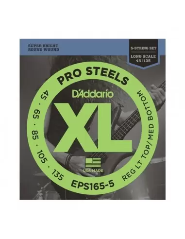 Струни для гітар D'ADDARIO EPS165 - 5 XL PRO STEELS REG LIGHT TOP / MED BOTTOM 45-135