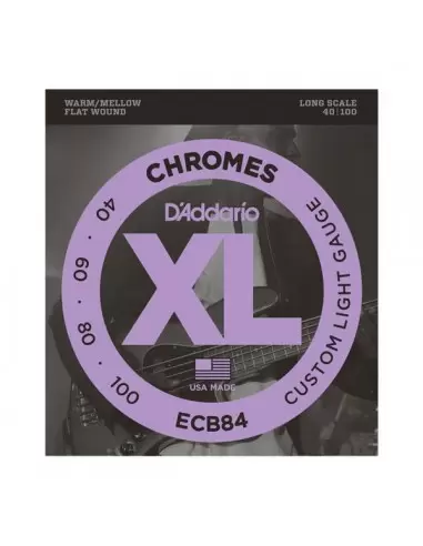 Струни для гітар D'ADDARIO ECB84 XL CHROMES FLATWOUND BASS 40-100