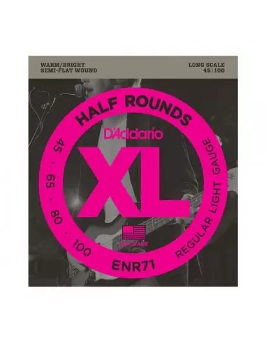 Струни для гітар D'ADDARIO ENR71 XL NICKEL HALF ROUNDS BASS 45-100