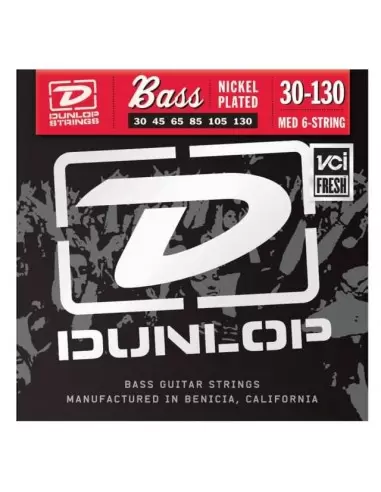 Струни для гітар DUNLOP DBN30130 NICKEL PLATED STEEL MEDIUM 6 STRING(30-130)