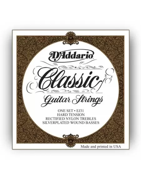 Струни для гітар D'ADDARIO EJ31 PRO ARTE RECTIFIED HARD TENSION