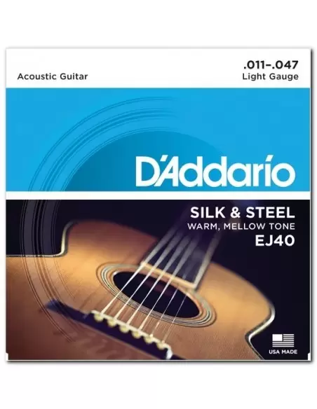 Струни для гітар D'ADDARIO EJ40 SILK & STEEL FOLK 11-47