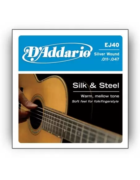 Струни для гітар D'ADDARIO EJ40 SILK & STEEL FOLK 11-47