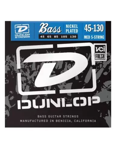 Струни для гітар DUNLOP DBN45130 NICKEL PLATED STEEL MEDIUM 5 STRING 45-130