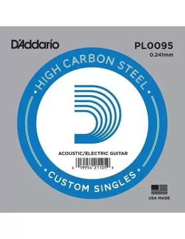 Струны для гитар D`ADDARIO PL0095 Plain Steel 0095