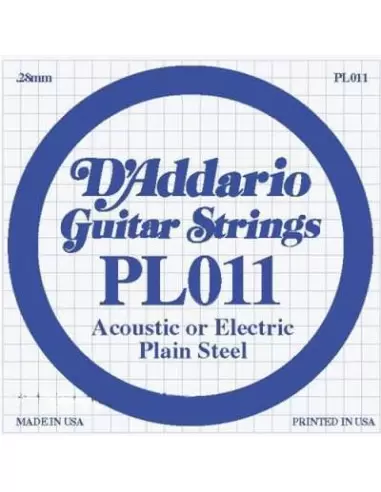 Струни для гітар D'ADDARIO PL011 Plain Steel 011