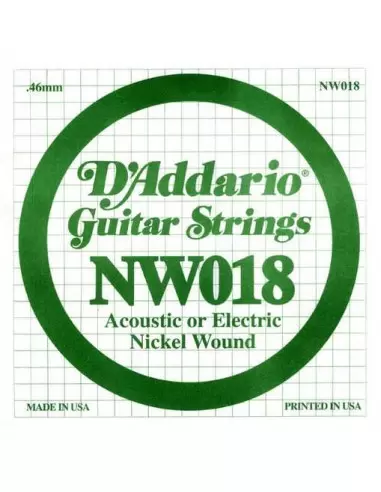 Струни для гітар D'ADDARIO NW018 XL Nickel Wound 018