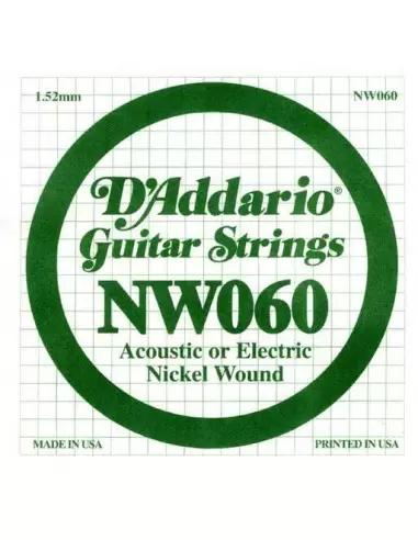 Струни для гітар D'ADDARIO NW060 XL Nickel Wound 060