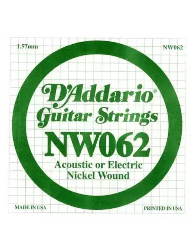 Струни для гітар D'ADDARIO NW062 XL Nickel Wound 062