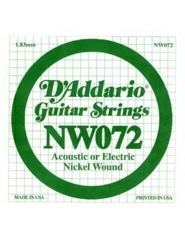 Струны для гитар D`ADDARIO NW072 XL Nickel Wound 072