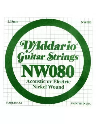 Струны для гитар D`ADDARIO NW080 XL Nickel Wound 080