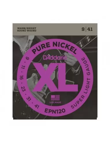 Струни для гітар D'ADDARIO EPN120 XL PURE NICKEL SUPER LIGHT 09-41