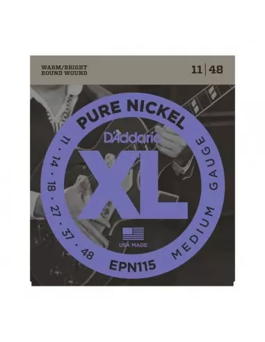 Струни для гітар D'ADDARIO EPN115 XL PURE NICKEL BLUES/JAZZ ROCK 11-48