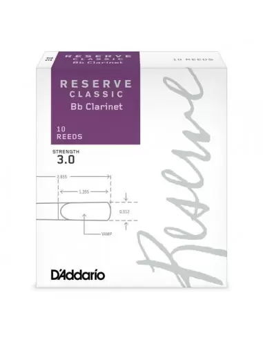 Трости для духовых D`ADDARIO DCT1030 Reserve Classic Bb Clarinet 3.0 - 10 Box