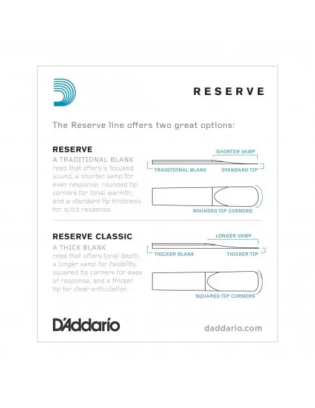 Трости для духовых D`ADDARIO DCR1020 Reserve Bb Clarinet 2.0 - 10 Box
