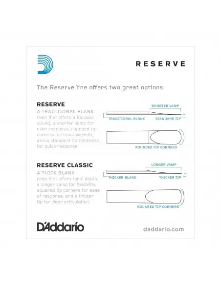 Трости для духовых D`ADDARIO DCR1025 Reserve Bb Clarinet 2.5 - 10 Box