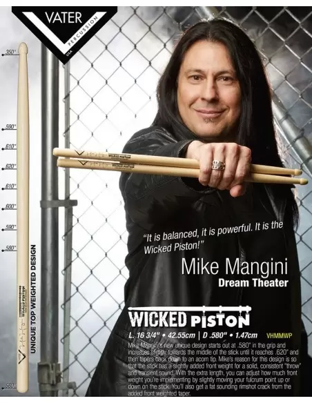 Барабанные палочки и щетки VATER VHMMWP Mike Mangini Wicked Piston