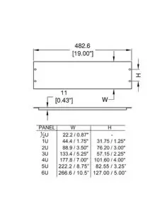 Панель R1268/05Uk пол юнитовая, сплошная заглушка с ребром жескости, в рек стойку19". Сталь 1,2мм черная. 2