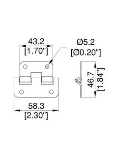 Петля розъемная P0625z , 180 ° разъединение. Сталь. Оцинкованна. 58,3 мм * 46,7 мм. 2