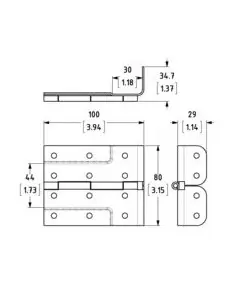 Петля P50030/22/R1z с уголком стяжкой типа B1121z. 1,5 мм сталь. Покрытие - цинк. 2