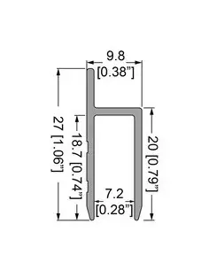 Профиль 0631 дверной h-образный алюминиевый с пазом 7,2мм