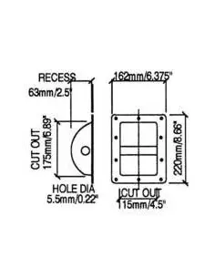 Ручка H1105 для акустических систем врезная, 220x162мм с глубиной 63мм. Стержень стальной круглый. Сталь 0,9мм черная. 2