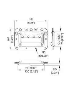Купить Ручка Н7159k врезная с резиновой накладкой 19мм, 160х107мм. Обратная пружина. Фиксатор, 90 градусов. Стальная черная. 001 2