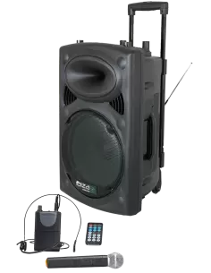 Портативная автономная система 15" с usb, vox, bluetooth и 2x беспроводными свч-микрофонами IBIZA SOUND PORT15UHF-BT