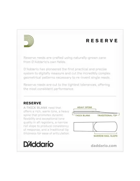 Тростини для альт саксофона D'ADDARIO DJR01305 - B25 - Reserve - Alto Sax #3.0+ - 25 Box